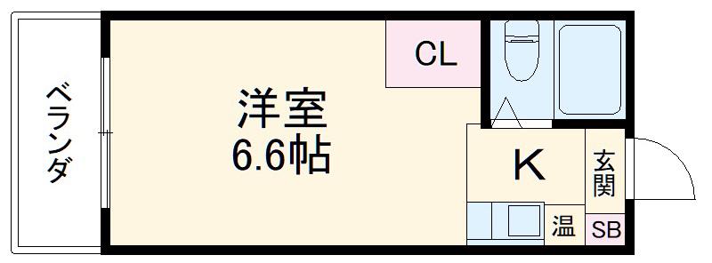 ビビッド原(ワンルーム/2階)の間取り写真