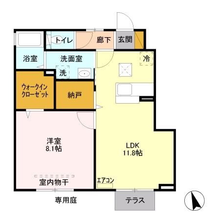 ソウルクエスト A(1LDK/1階)の間取り写真