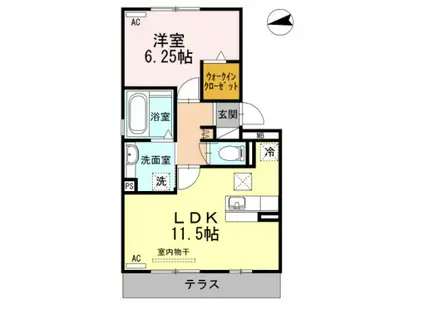 カサ・ルーチェⅡ(1LDK/1階)の間取り写真