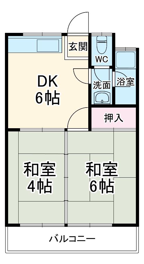 コーポ眞朝(2DK/2階)の間取り写真