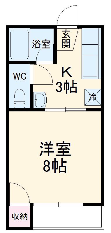 ブローニー山本B(1K/1階)の間取り写真