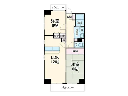 リージェントバード祥(2LDK/7階)の間取り写真