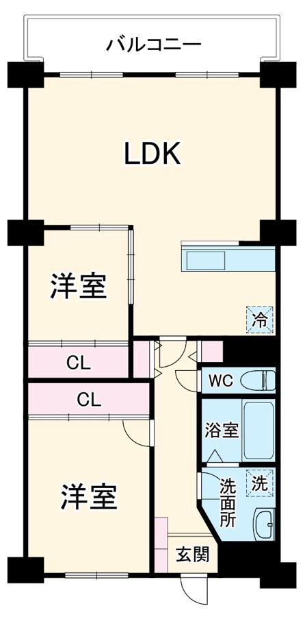 サンコーポ勝田台F棟(2LDK/4階)の間取り写真