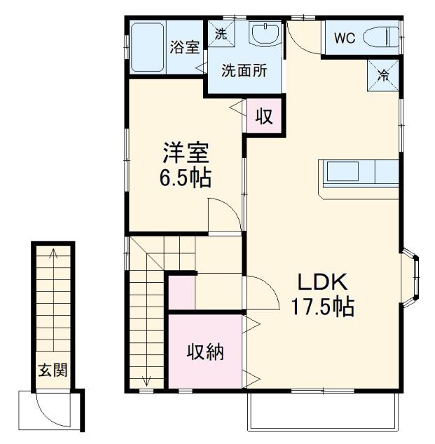 フルハウスⅡ(1LDK/2階)の間取り写真
