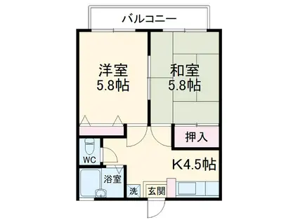 パルカマリヤ(2K/2階)の間取り写真