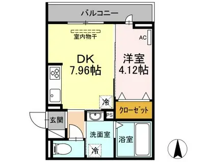 つむぎテラシア 壱番館(1DK/3階)の間取り写真