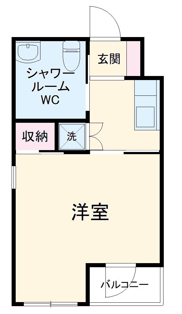 フォルターナ横浜反町(1K/2階)の間取り写真