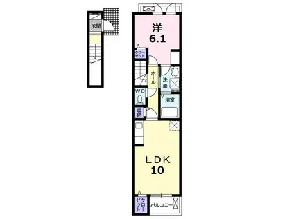 ミルティーユ(1LDK/2階)の間取り写真