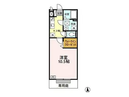 渥美朝陽舘(1K/1階)の間取り写真