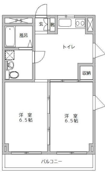 サングリーン滝川(2DK/2階)の間取り写真