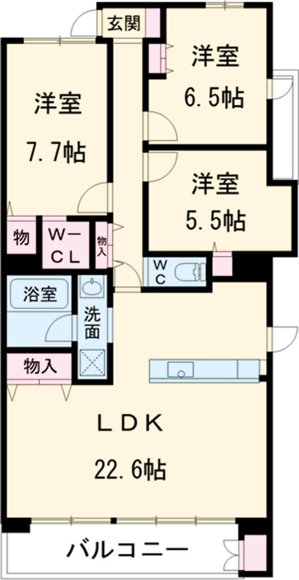キャッスルハイツ美合駅前(3LDK/11階)の間取り写真