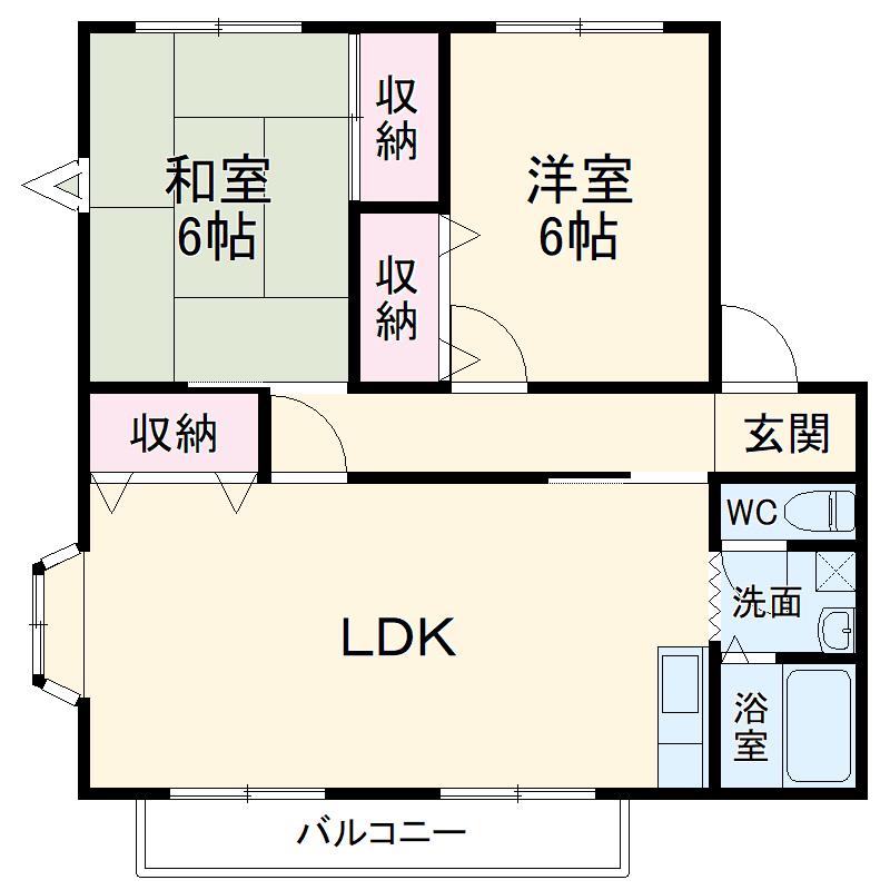 ユーロアベニュー四街道A(2LDK/1階)の間取り写真