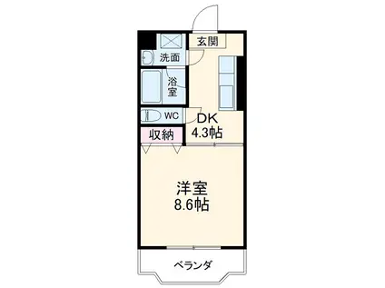 さくら壱番館(1DK/3階)の間取り写真