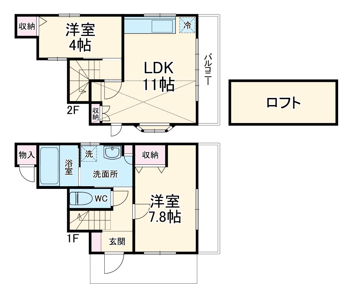横浜市グリーンL 東山田駅 徒歩14分 2階建 築15年(2LDK)の間取り写真