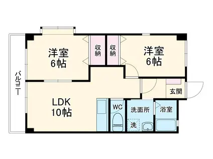サンライズふたがわ(2LDK/2階)の間取り写真