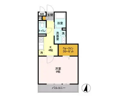 パークヒル櫻山2(1K/2階)の間取り写真