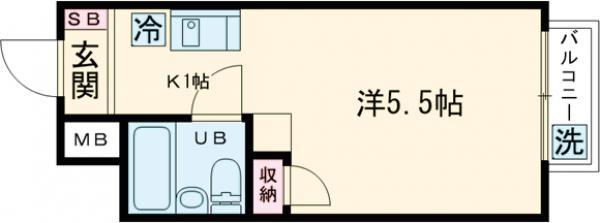 アットマーク調布(1K/2階)の間取り写真