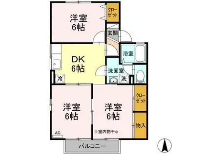 コーポリッチモンドB(3DK/2階)の間取り写真