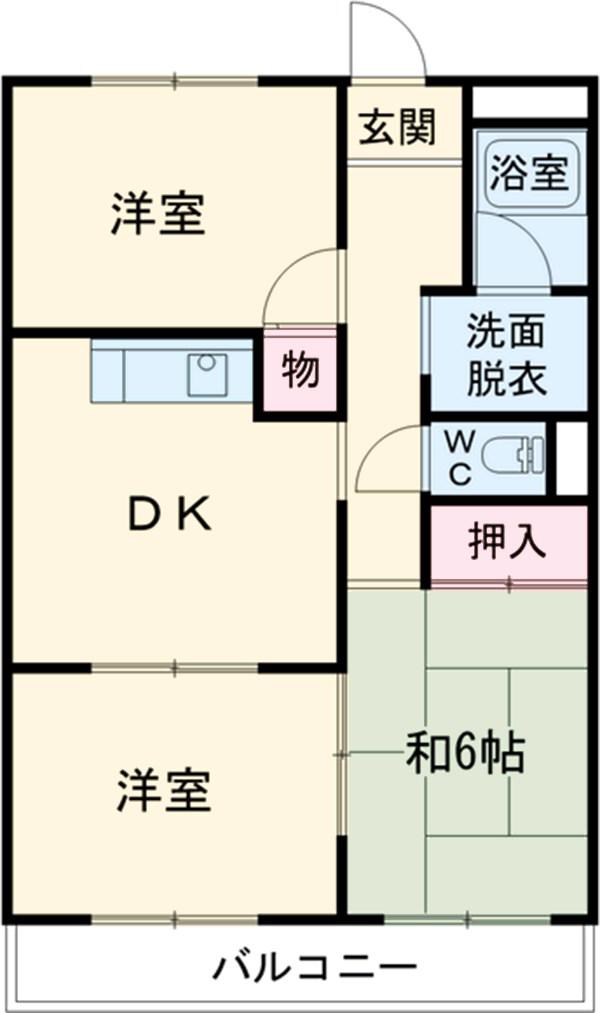 ネヴァランド上里(3DK/2階)の間取り写真