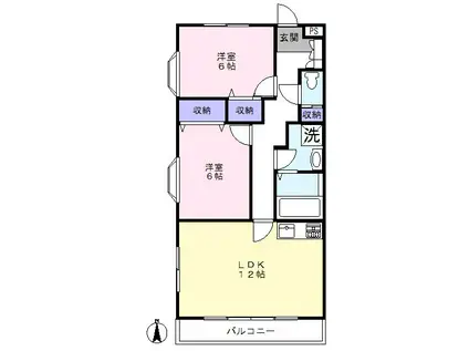 ラフィーヌ・ジュネスⅡ(2LDK/1階)の間取り写真