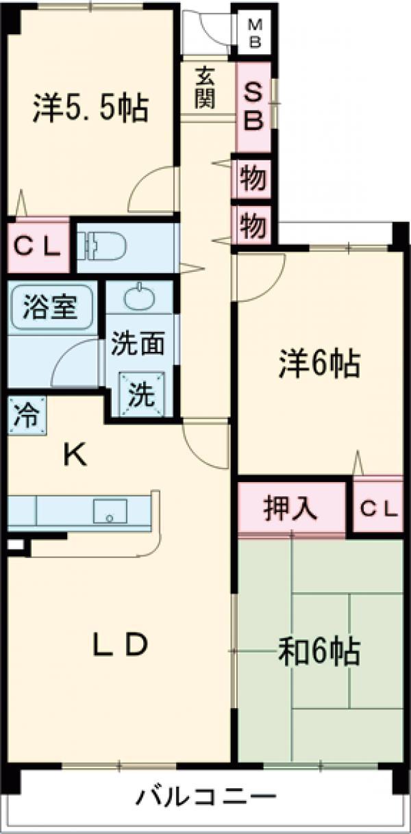 ダイアパレス船堀(3LDK/3階)の間取り写真