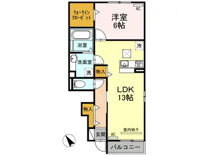 エクセル Β(1LDK/1階)の間取り写真