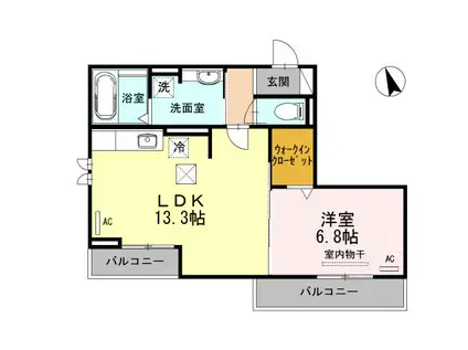 ドルチェヴィータ(1LDK/2階)の間取り写真