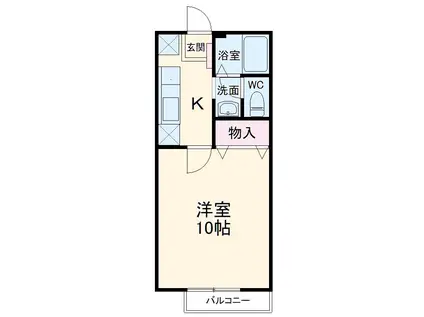 ソレジオ新所沢(1K/2階)の間取り写真