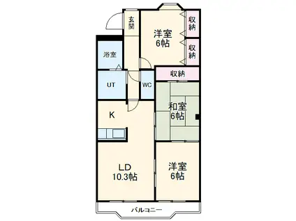シャトー栗見坂(3LDK/3階)の間取り写真