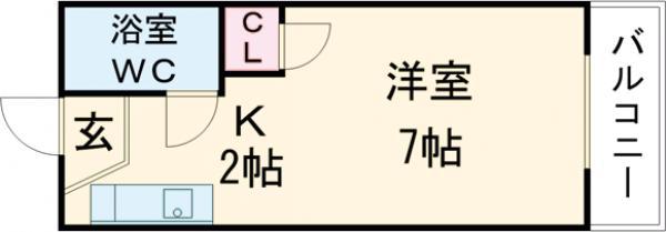 ロイヤルパレス大枝(ワンルーム/2階)の間取り写真