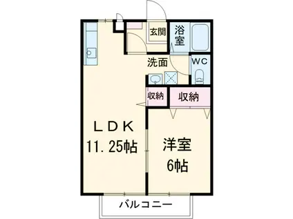 ソレジオ伊賀B(1LDK/1階)の間取り写真