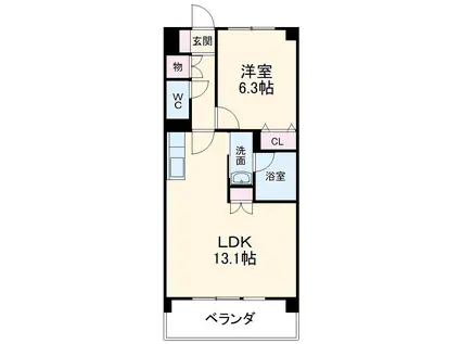 パセオⅠ(1LDK/3階)の間取り写真