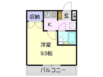 ユースハイツひらく(1K/1階)の間取り写真