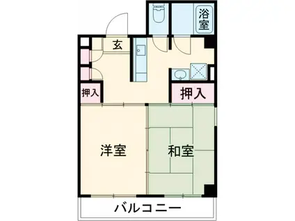 パティオプラスパⅢ(2K/2階)の間取り写真