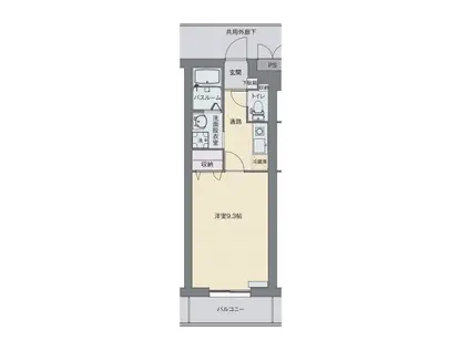 メゾンパークスⅡ(1K/4階)の間取り写真