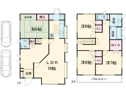 東急大井町線 九品仏駅 徒歩9分 2階建 築35年(4LDK)の間取り写真