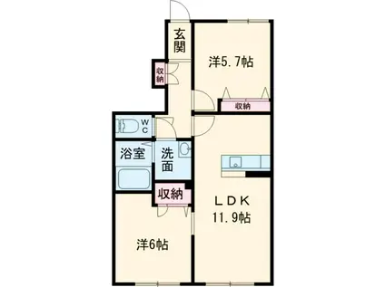 リラフォートA(2LDK/1階)の間取り写真