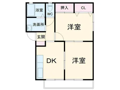 ハイツ ボヌール(2DK/1階)の間取り写真