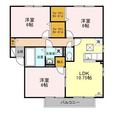 セジュール喜多H(3LDK/2階)の間取り写真