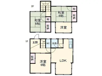 名古屋臨海高速鉄道 荒子川公園駅 バス乗車時間：13分 当知住宅バス停で下車 徒歩2分 2階建 築65年(4LDK)の間取り写真