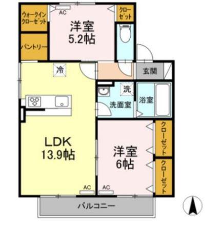 愛知環状鉄道 大門駅(愛知) 徒歩24分 2階建 築33年(2LDK/2階)の間取り写真