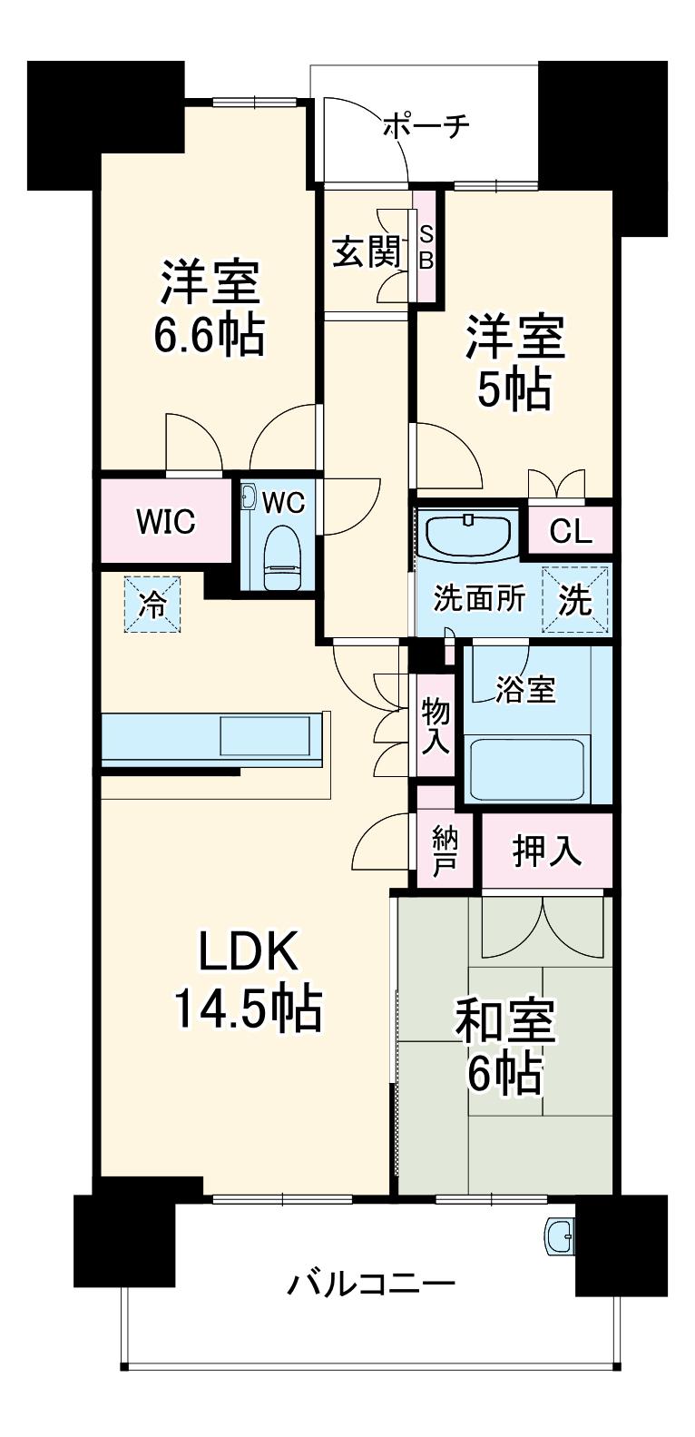 プラウド浦和仲町マークス(3LDK/9階)の間取り写真