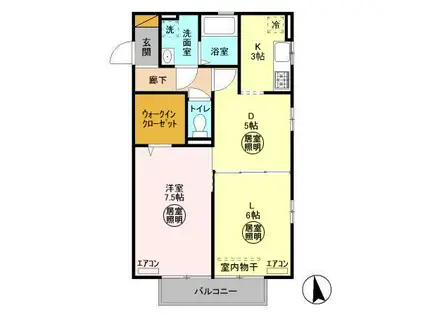 アルシスⅡ(1LDK/2階)の間取り写真