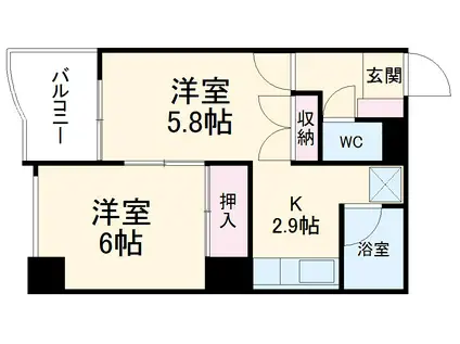 エクセレント平安通(2K/2階)の間取り写真