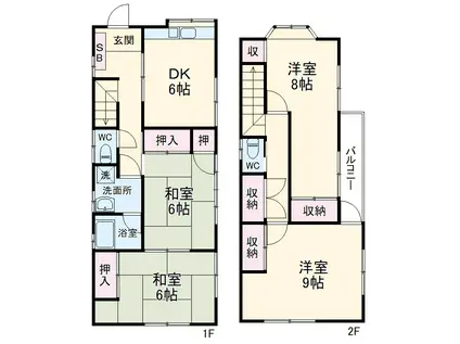 常磐線 天王台駅 徒歩21分 2階建 築48年(4DK)の間取り写真