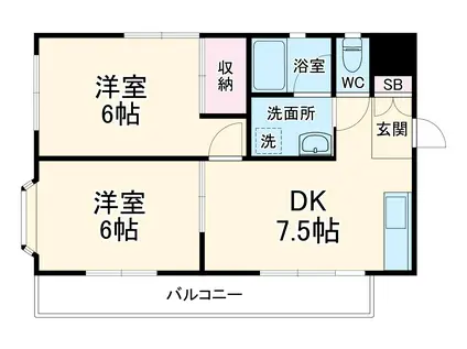 ステラハイムファイブワン(2DK/2階)の間取り写真