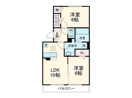 ロイジェントパークスレイクタウンⅢI(2LDK/1階)の間取り写真