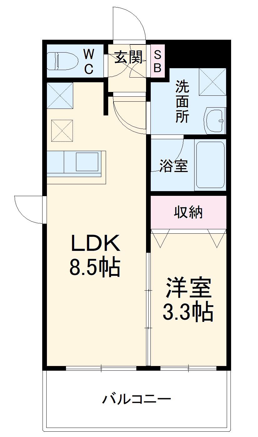 ウェルスクエア豊中服部(1LDK/1階)の間取り写真