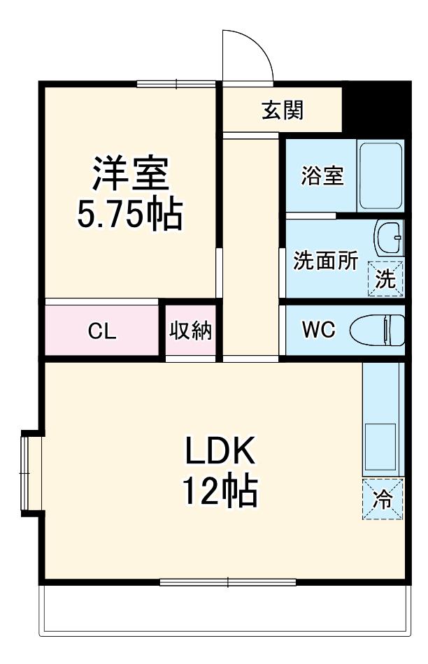 ブランシールⅢ(1LDK/3階)の間取り写真