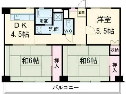 ビレッジハウス幸田2号棟(3DK/4階)の間取り写真